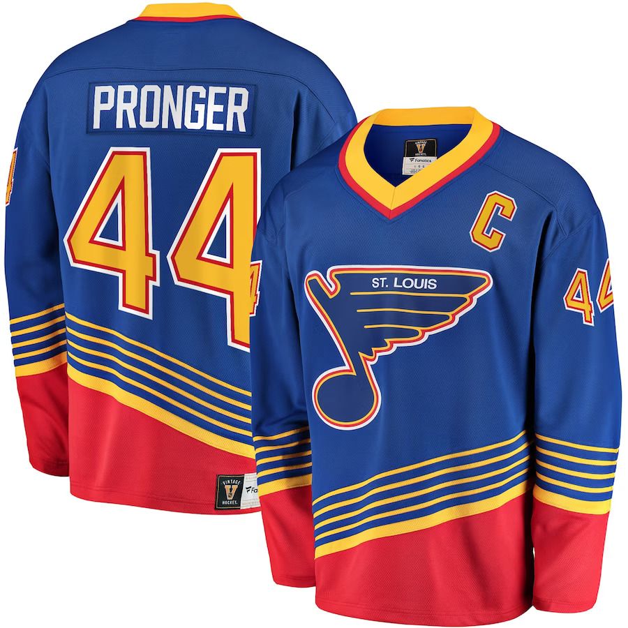 Men St. Louis Blues #44 Chris Pronger Fanatics Branded Blue Breakaway Retired Player NHL Jersey